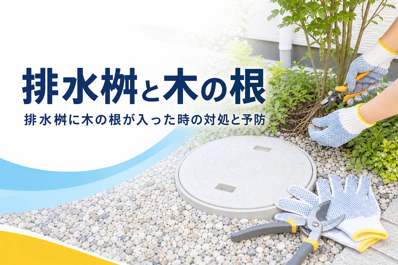 排水桝に木の根が入った時の対処と予防、業者に頼む目安を解説する記事のアイキャッチ