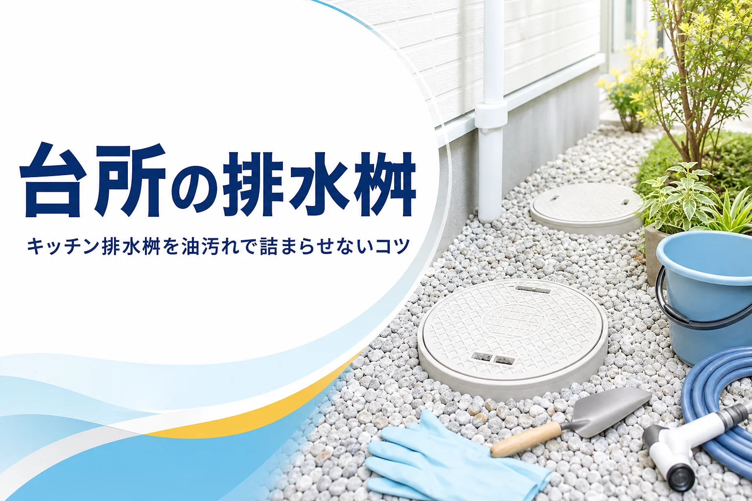 台所(キッチン)の排水桝を油汚れで詰まらせないコツを解説する記事のアイキャッチ