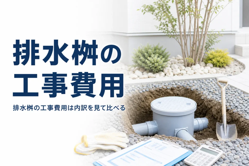 排水桝の工事費用がどう決まるかと、見積もりの内訳の見方を解説する記事のアイキャッチ