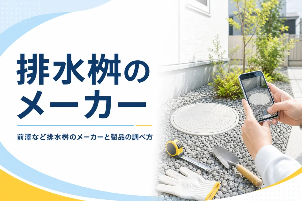 前澤化成やアロン化成など排水桝のメーカーと製品の調べ方を解説する記事のアイキャッチ
