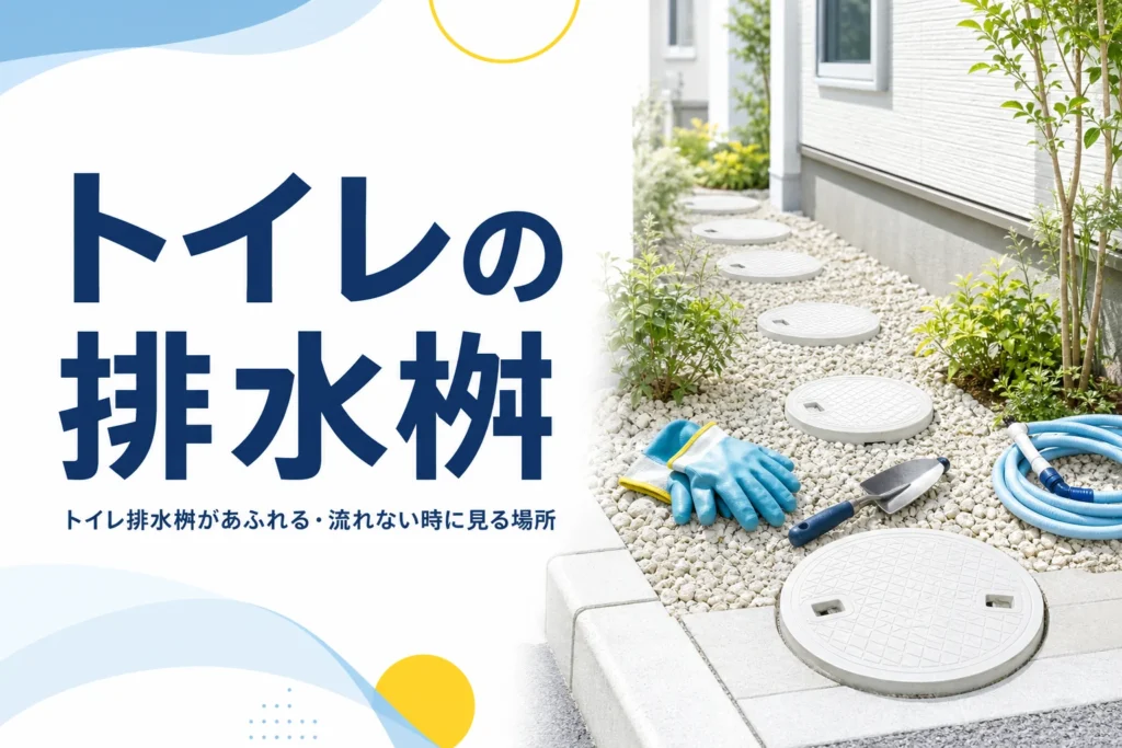 トイレの排水桝があふれる・流れない時に見る場所と対処を解説する記事のアイキャッチ