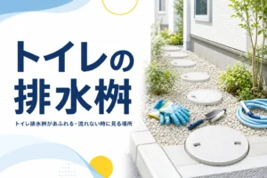 トイレの排水桝があふれる・流れない時に見る場所と対処を解説する記事のアイキャッチ