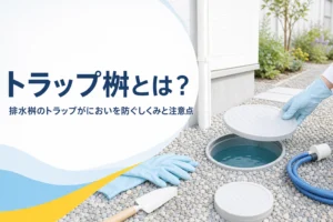 排水桝のトラップ（トラップ桝）がにおいを防ぐしくみと注意点を解説する記事のアイキャッチ